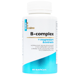 Комплекс вітамінів групи B з магнієм B-complex+magnesium ABU, 60 капсул